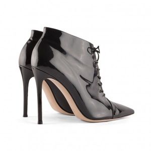 Gianvito Rossi Black Patent Lace Up Ankle Booties